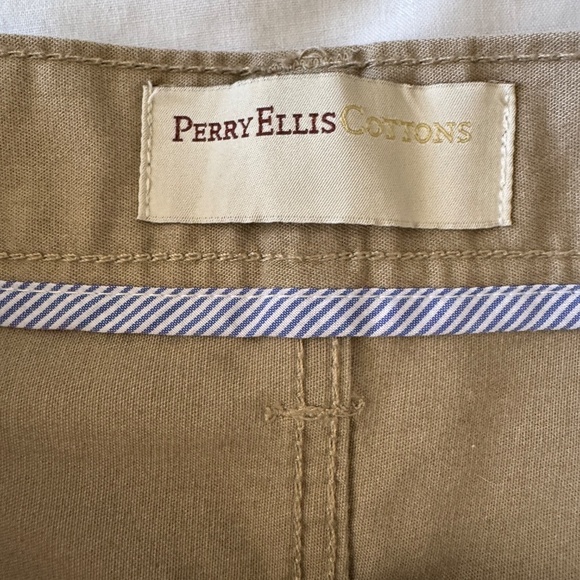 Perry Ellis Cottons Men's Chino Casual Dress‎ Pant Tan/Beige 34x32 Khaki Office - Picture 2 of 13